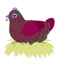 atrocious turd, a bark and maroon chicken with a lace pattern