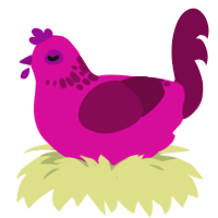 PCOS, a fuchsia and wine chicken with a neck-speckle pattern