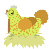 Mountain Dew, a lime and ochre chicken with a speckle pattern