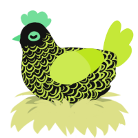 A black and lime chicken with a double-lace pattern