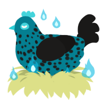 Blue Baby, a sea and sable chicken with a speckle pattern
