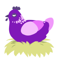 A violet and lavender chicken with a neck-speckle pattern