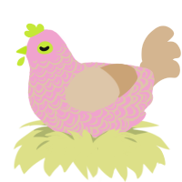 A pink and beige chicken with a double-lace pattern