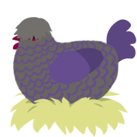 A grey and overcast chicken with a lace pattern