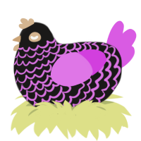 A sable and orchid chicken with a lace pattern