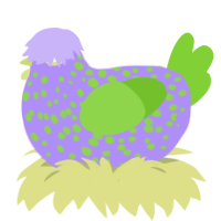 (unnamed), a lilac and grass chicken with a speckle pattern