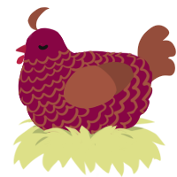 Mangrove, a maroon and russet chicken with a lace pattern