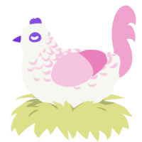 A white and pink chicken with a half-lace pattern