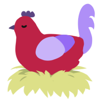 Marilyn, a crimson and lilac chicken