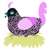 A sable and lavender chicken with a double-lace pattern
