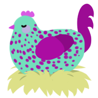 (unnamed), a mint and plum chicken with a speckle pattern
