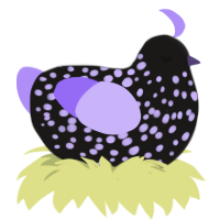 Spotted Cort, a sable and lilac chicken with a speckle pattern