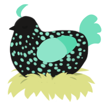 Moonlight Jelly, a sable and mint chicken with a speckle pattern