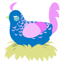 A sapphire and lavender chicken with a half-lace pattern