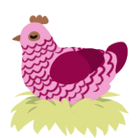 A pink and maroon chicken with a lace pattern