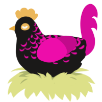 Tidal Tempest, a sable and fuchsia chicken with a half-lace pattern