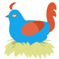 Seth, a sky and vermilion chicken