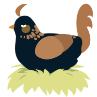 shining beacon, a tumblr and brown chicken with a neck-speckle pattern