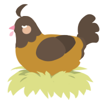Reeses, a gold and bark chicken with a head pattern