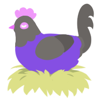 Vino Ravine, a blurple and grey chicken with a head pattern
