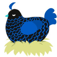 (unnamed), a black and ultramarine chicken with a lace pattern