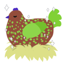 minecraft dirt block, a russet and grass chicken with a speckle pattern