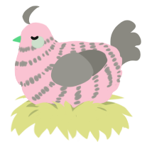 Chuffed to Bits, a rose and ash chicken with a bar pattern