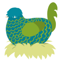 (unnamed), a sea and chartreuse chicken with a lace pattern