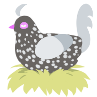 ashes to ashes, a grey and mist chicken with a speckle pattern