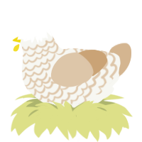 Oatmilk Latte, a white and beige chicken with a lace pattern