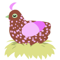 toxic mold spore, a russet and lavender chicken with a speckle pattern