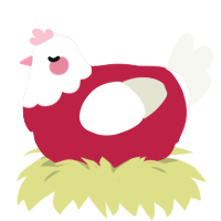 Saint Chickolas Jr, a crimson and white chicken with a head pattern