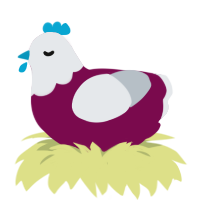 A wine and mist chicken with a head pattern