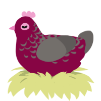 A maroon and grey chicken with a half-lace pattern
