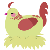 A lemon and red chicken with a neck-speckle pattern