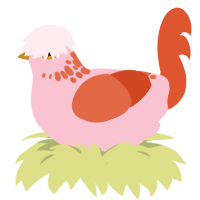 Rose, a rose and vermilion chicken with a neck-speckle pattern