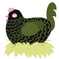 weird, a black and olive chicken with a lace pattern
