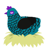 A sea and black chicken with a lace pattern