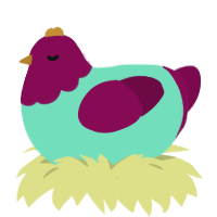A mint and wine chicken with a head pattern
