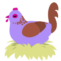 blueberry yogurt, a lilac and russet chicken with a neck-speckle pattern