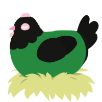 (unnamed), a viridian and black chicken with a head pattern