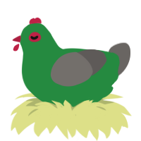 A viridian and grey chicken