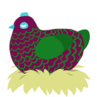 A wine and leaf chicken with a lace pattern