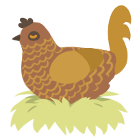 Marcus, a brown and gold chicken with a lace pattern