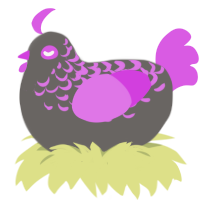 (unnamed), a grey and orchid chicken with a half-lace pattern