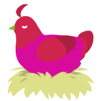 A fuchsia and crimson chicken with a head pattern
