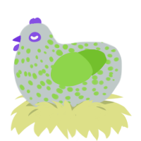 A silver and grass chicken with a speckle pattern