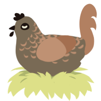 almond, a grey and vermilion chicken with a half-lace pattern
