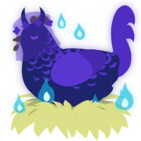 A navy and indigo chicken with a half-lace pattern