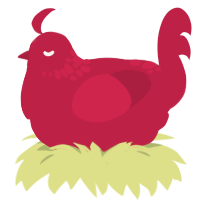 miracle, a crimson chicken with a neck-speckle pattern